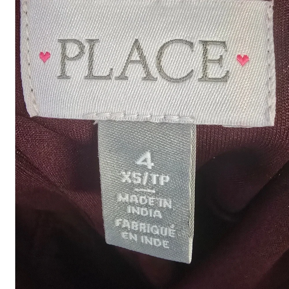 The Childrens Place Girls Burgundy Glitter Tulle Ruffle Party Dress Size 4 XS